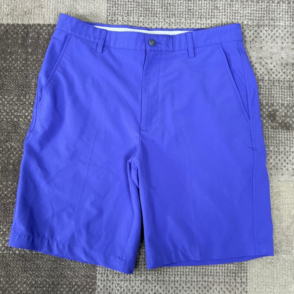 FootJoy FJ Mens Golf Shorts Purple Polyester Spandex W34 Flat Front Performance